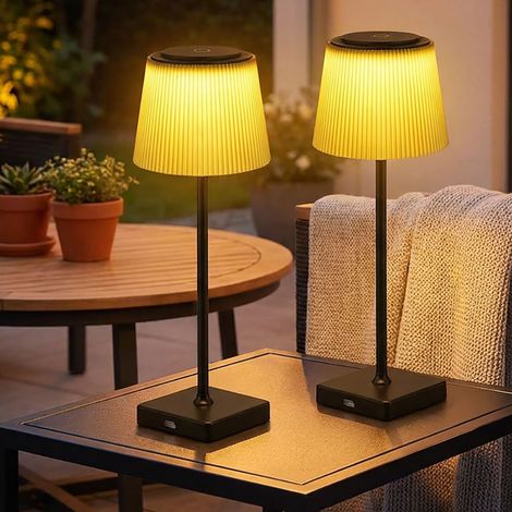 LED Tischlampe Innen Außen Akku Tischleuchte CCT dimmbar schwarz grün Touchdimmer Balkon Außengastronomie Leuchte 2er Set