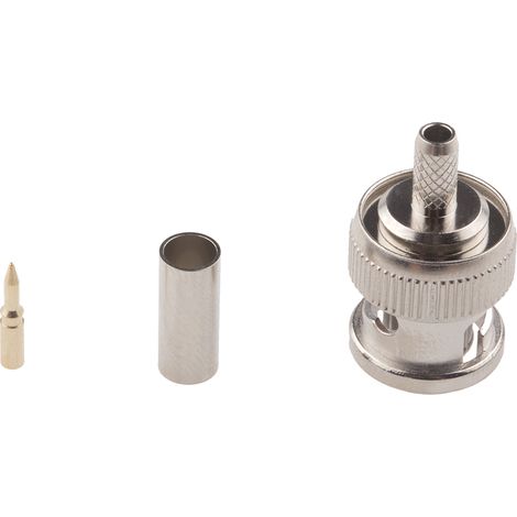 Connecteur coaxial RS PRO Mâle Droit, raccordement A sertir 75O Montage sur câble (1/2)