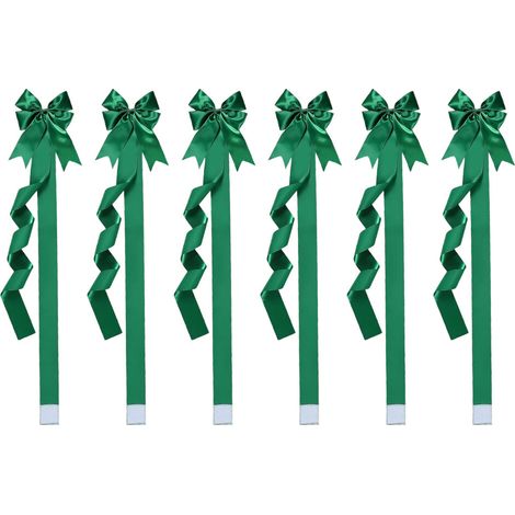 Set di 6 decorazioni natalizie in raso verde con fiocco - Ding