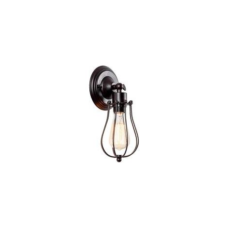 Aplique de pared industrial, iluminación vintage, aplique de pared ajustable, alambre rústico, jaula de metal, aplique de pared estilo Edison, lámpara de porche antigua, Lu-Crezuo