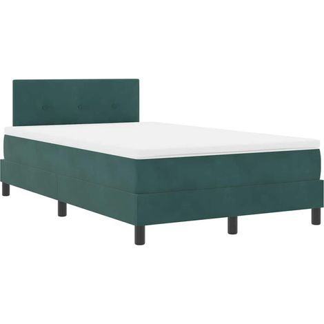 Maison Exclusive - Lit à ressort LED avec matelas Vert foncé 120 x 200 cm Velours