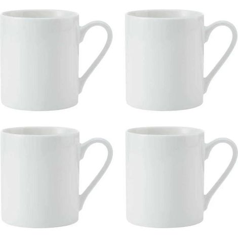 Mikasa Egret Set de Tassen de feines Porzellan, 4 klassische weiße Tassen für Tee und Kaffee, 380ml -- Geschenkbox de und spülmaschinenfest