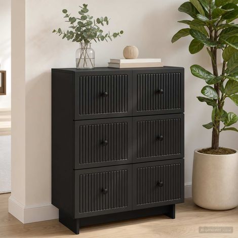 vidaXL Armoire à tiroirs 66 x 34,5 x 90 cm Bois d'ingénierie Noir (1/5)