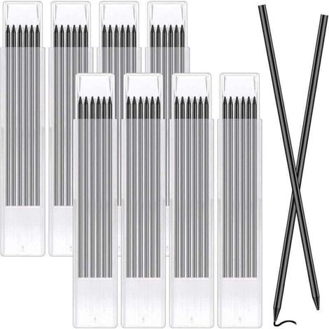 48Pcs Mine Crayon Chantier,2.8mm,Recharges pour Crayons de Charpentier Solides Remplacement,Recharges de Mines de Crayon Imperméables à L'eau pour Le Travail du Bois Construction (1/4)