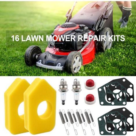 Lot 16 Kit entretien tondeuse bougie filtre membrane carburateur (1/4)