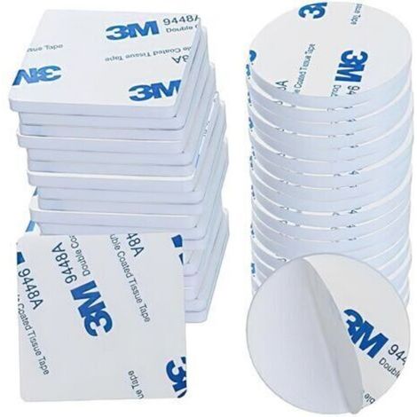 Double Face Extra Fort, Ruban AdhéSif Double Face Robuste, Ruban Mousse Pour Maison, Bureau, DéCoration, Accroche Tableau Sans Percer, 20 PièCes Carré 30 X 30mm & 20 PièCes Rond 30 X 30mm(Whi (1/4)