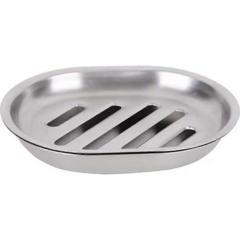 Jabonera de acero inoxidable de doble capa con bandeja de drenaje, apta para baño y cocina (1 pieza, color plata) (1/5)
