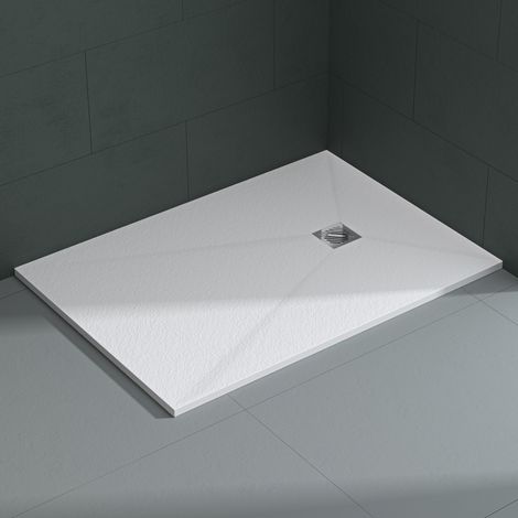 Mai & Mai Receveur de Douche Antidérapant Bac à Douche Blanc en Résine Marbre Artificielle 100x140x3cm Rectangulaire Géo9 (1/5)