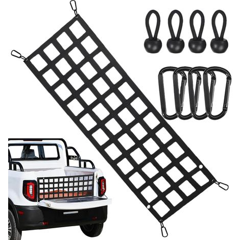 Filet à bagages pour hayon - Filet de rangement élastique de qualité supérieure avec mousqueton, filet de rangement pour voiture, kayaks et M (1/5)