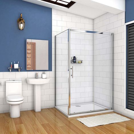 Aica Sanitaire – Cabine de douche 110x80cm – Porte coulissante 5mm verre sécurité – Hauteur 190cm – Paroi amovible pour gain de place