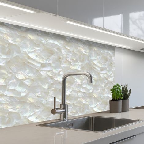 Kitchen Splashback Pearl Gloss - White - Shell 80x60 cm (1/5)