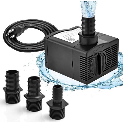 Goplus – Pompe submersible 30W 1450 L/H – Débit réglable jusqu'à 2,50 m – 3 buses incluses – Ultra silencieuse pour aquariums et fontaines