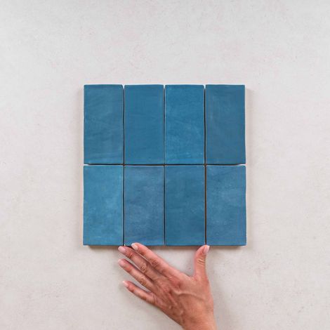 Faïence Effet Zellige Bleu Canard FEZ Mat 6,2x12,5 cm Ocean (1/3)