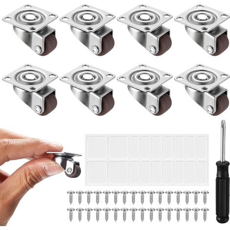 8 Pcs Roulettes Pivotantes pour Meubles, 25mm Petite Roulettes pour Meubles Pivotantes, Roue Pivotante avec Base en Caoutchouc, Petite Roulette pour Chariot Tables Déplacement Objets Lourds (1/5)