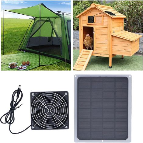 Ventilateur solaire pour serres, panneau solaire 10 W et kit de ventilateur haute vitesse pour serres, poulaillers, niches pour chiens, serres, camping-cars et toits. (1/5)