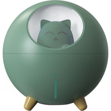 Lampada notturna a LED colorata multimodale per gatti e animali domestici, piccola mini con spray e umidificatore USB, per scrivania, ufficio, con atmosfera a cartoni animati, regalo antistress, verde