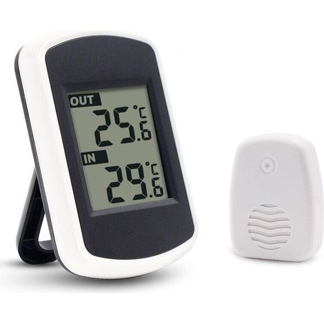 Thermomètre numérique sans fil LCD pour intérieur ou extérieur, mini capteur de température ambiante. Testeur météo précis pour la maison, chambre, bureau. Design blanc et compact.