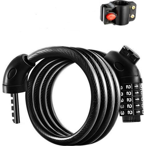 Chaîne Antivol Vélo 120 CM, Serrure de câble pour Vélos, Motos, Trotinette Electrique, Noir (1/5)