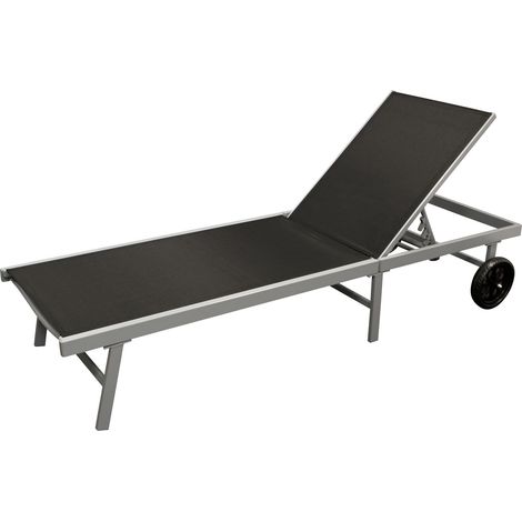 Rollenliege OSTIA, Aluminium silber + Textilgewebe schwarz, 200cm (1/5)