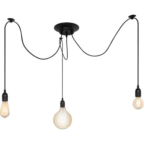 Suspension araignée 3 bras E27 noir mat style loft industriel ARANEA - EDO Solutions (1/5)