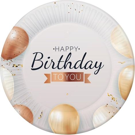 Platos de papel de feliz cumpleaños de 18 cm, 6 unidades