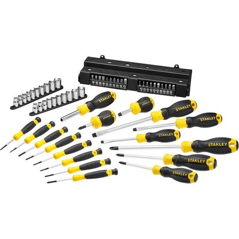 Coffret De Vissage 57 Pièces - Tournevis Standard / Phillips Et Porte Embouts -Embouts De 25Mm - Tournevis De Précision - Grandes Poignées Souples - Lame En Acier (1/5)