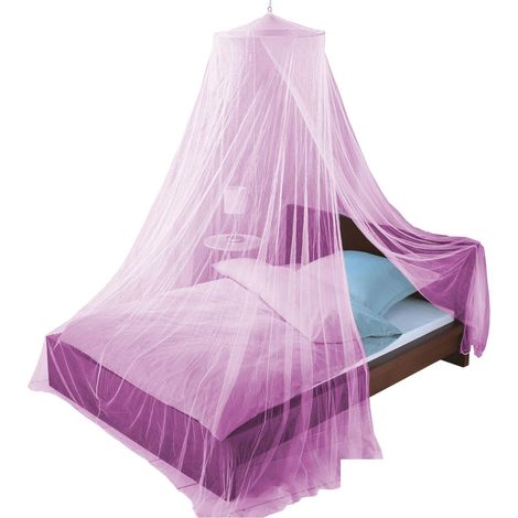 Moustiquaire, Auvent de lit pour lits jumeaux à king size, élégant dôme en filet pour lits jumeaux à king size, Diamètre du dôme : 60cm, Violet (1/3)