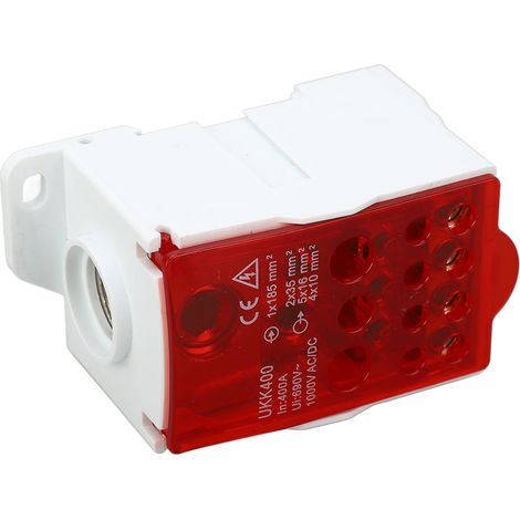 Boîte de jonction à bornier sur rail DIN pour distribution électrique universelle 690 V 400 A rouge (1/5)