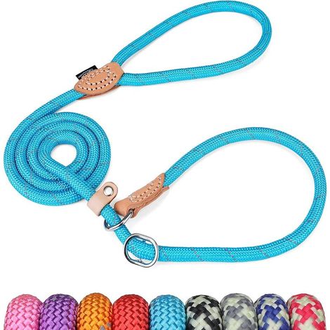 Grand Line Reflektierende Lasso-Hundeleine für kleine, mittlere, große und sehr schwere Hunde - 1,0 cm Durchmesser x 150 cm Länge (Blau) (1/5)