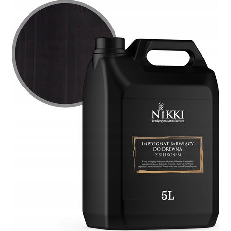 Pintura para madera de uso exterior, negra, 5L, impregnación 2 en 1, para vallas, cenadores y tablas.