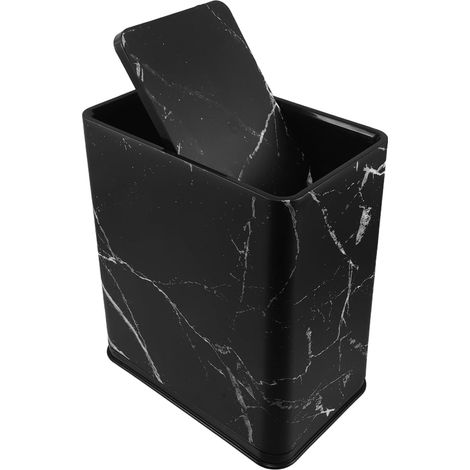 Poubelle Cuisine Étroite Noire 20l avec Couvercle et Fond, Bac Plastique Rectangulaire Mince pour Salon, Chambre et Salle de Bain, Poubelle Couverte D'intérieur Peu Encombrante (1/5)