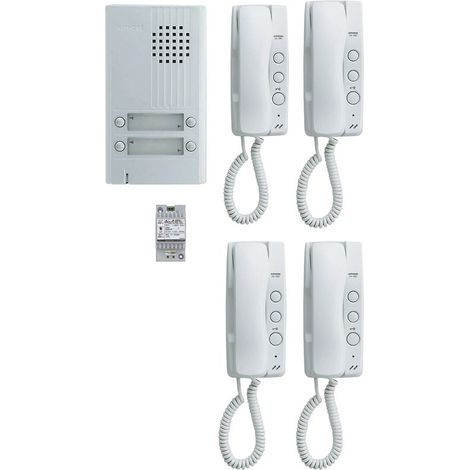 Aiphone - Kit de portero, audio con 4 botones, 4 auriculares y 1 transformador - KITDA4