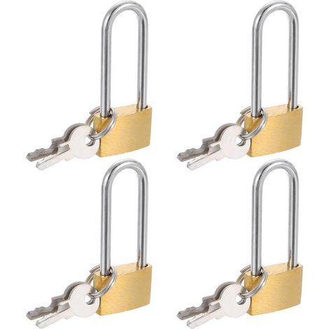 4er Set Messing Vorhängeschlösser mit langem Bügel, wasserdicht, rostfrei