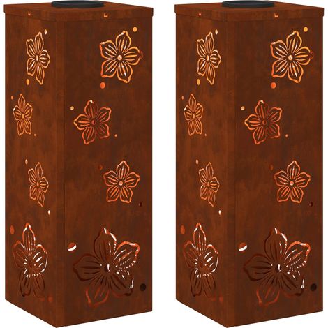 Lumière de chemin LED solaire 2 pcs Rouillé Acier patiné