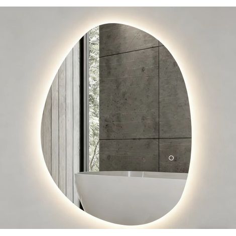 Miroir salle de bains LED argent 80x60 cm - Épaisseur 5 cm - Verre dur - Réglable couleur et température - Pour salle de bains moderne (1/5)