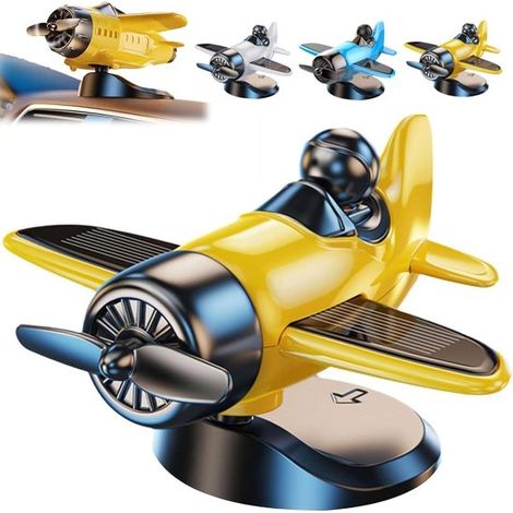 Ornamento generico per cruscotto auto a forma di aereo rotante, ornamento solare per auto a forma di aereo, aggiunge divertimento alla guida, decorazione per scrivania, ornamento silenzioso per auto r (1/5)