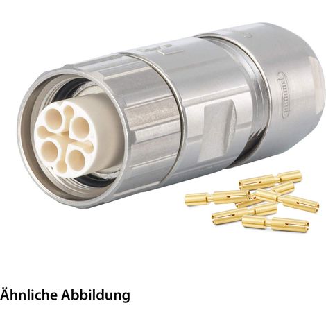 HUMMEL SET inkl. Kontakte M16 Kabelsteckverbinder, Crimpeinsatz gerade Polzahl 3+4+PE, Buchse lange Version Kabelabgang gerade, Klemmbereich 3,0mm - 6,0mm - 1 Stück