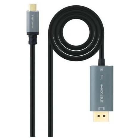 NANOCABLE CABLE USB-C/M - DP/M BIDIRECCIONAL, NEGRO 2 M