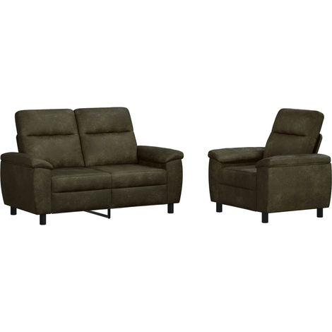 Set di divani 2 pcs Verde militare Pelle Scamosciata Sintetica vidaXL