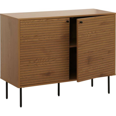 Sideboard HHG-288, Kommode Schrank Anrichte, skandinavischer Stil Metall Holz Melamin MVG 86x110x40cm natur