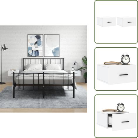 The Living Store Mesitas de noche de pared 2 uds blanco 35x35x20 cm - Mesita de pared