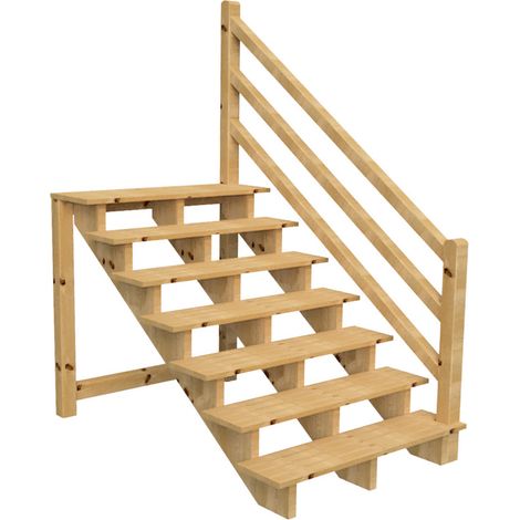 Terrassentreppe VENEZIA mit Treppengeländer rechts, 7 Stufen, H122cm B120cm, ohne Setzstzufen