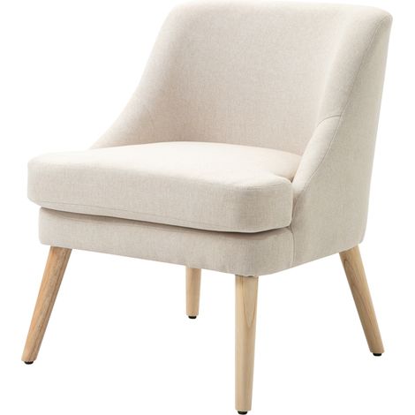 HOMCOM Fauteuil scandinave lin beige bois massif (1/5)