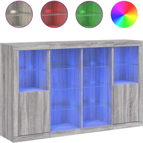 Maison Exclusive - Aparador con luz LED 3 pzas madera de ingenier (1/5)