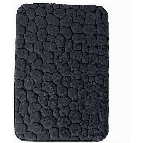 Trade Shop - Tappeto Tappetino In Tessuto Per Bagno Arredo 45x75 Cm Effetto Sassi Nero 69970 - (1/2)