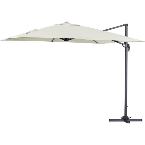 Habitat Et Jardin – Parasol déporté 3 x 3 m – Structure aluminium anti-corrosion – Toile polyester 220g/m² traitée anti-UV – Rotation 360° (1/4)