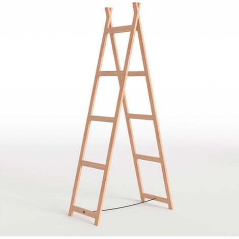 Nordlinger – Étagère échelle en bois naturel 166 cm – Support jusqu'à 100 kg – Montage simple et rapide – Finition brute pour tous les décors (1/5)