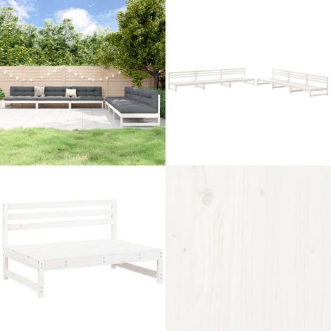 6-tlg. Garten-Lounge-Set Weiß Massivholz Kiefer - Gartensessel - Loungesessel - Gartenmöbeln - Holzmöbel - Kiefernholz Möbel - Home & Living