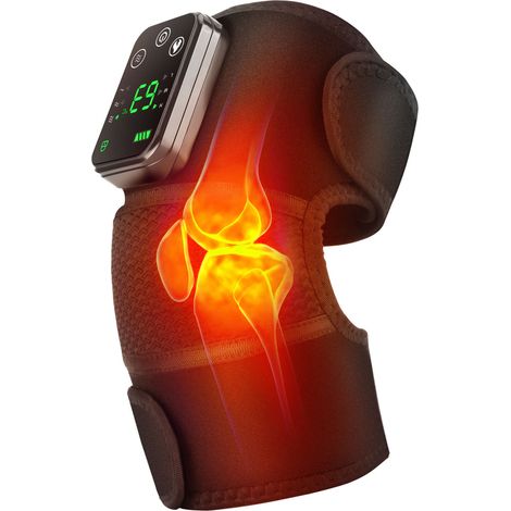 Appareil de Massage & Chauffe Genou (4000mAh) - 3 Niveaux Chauffage/Vibrations - Rechargeable USB Sans Fil (Noir) (1/5)