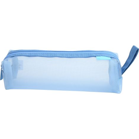 Simple Pencil Case Zipper Nylon Mesh Pen Storage Bag Pouch for Teen Boys Girls School StudentsLight Blue (1/5)